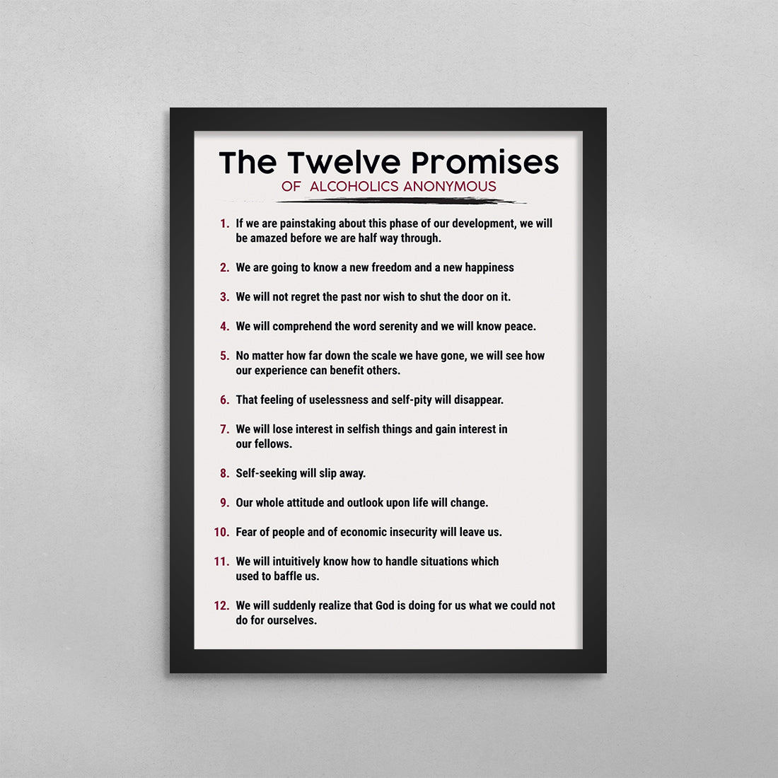 The 12 Promises of AA Poster