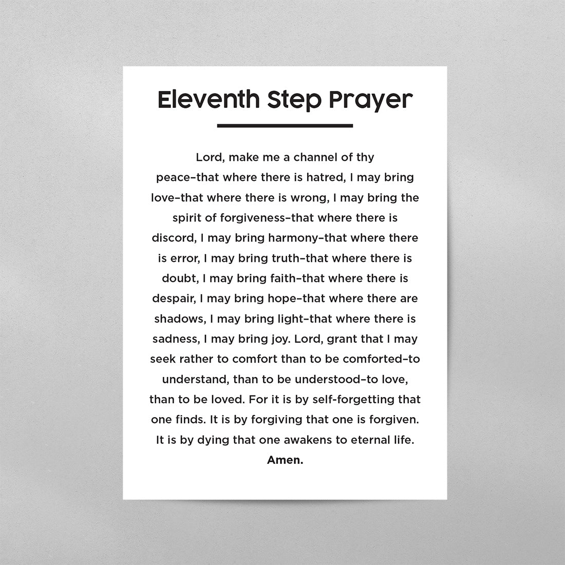 11th Step Prayer Minimal Poster