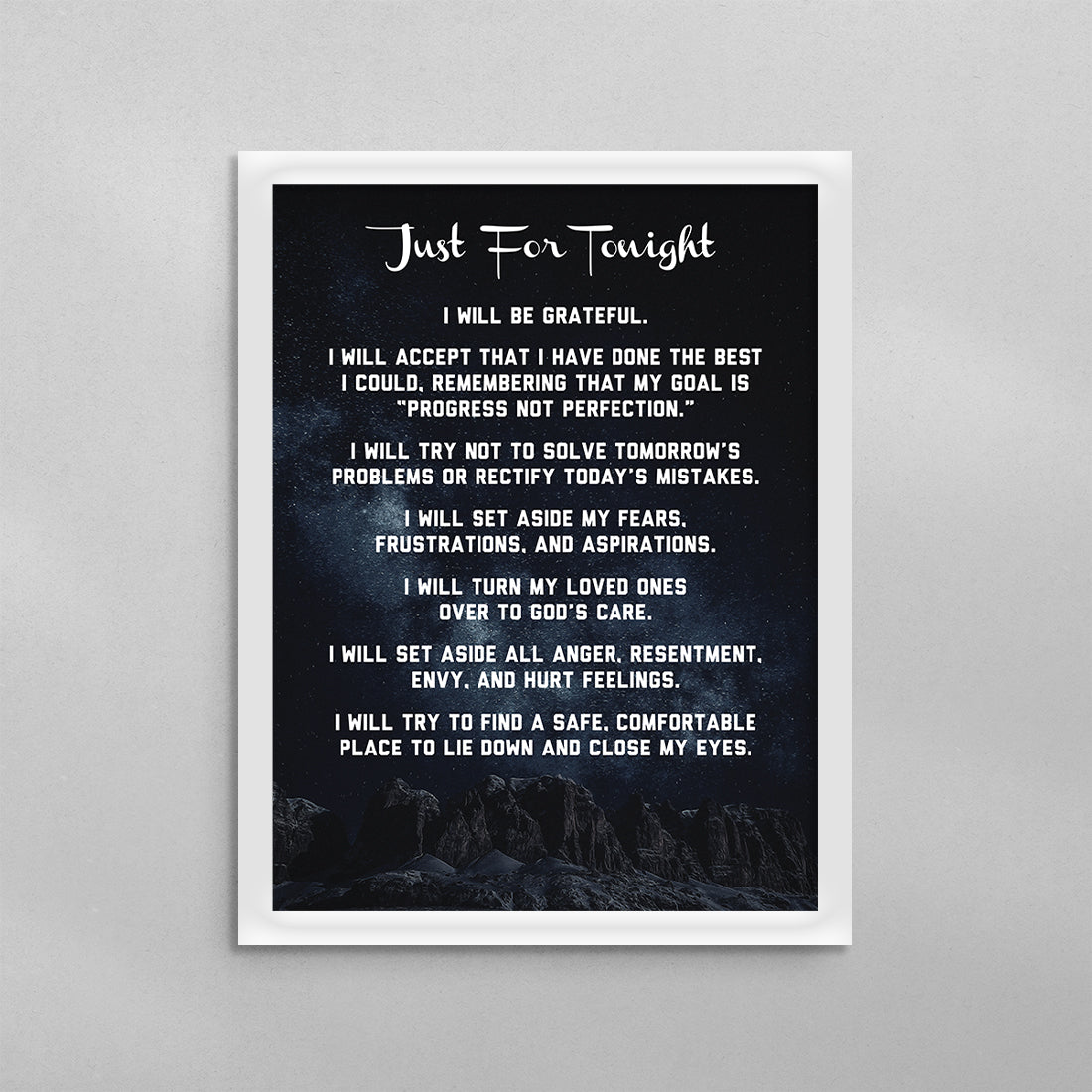 AA Just For Tonight Prayer Poster