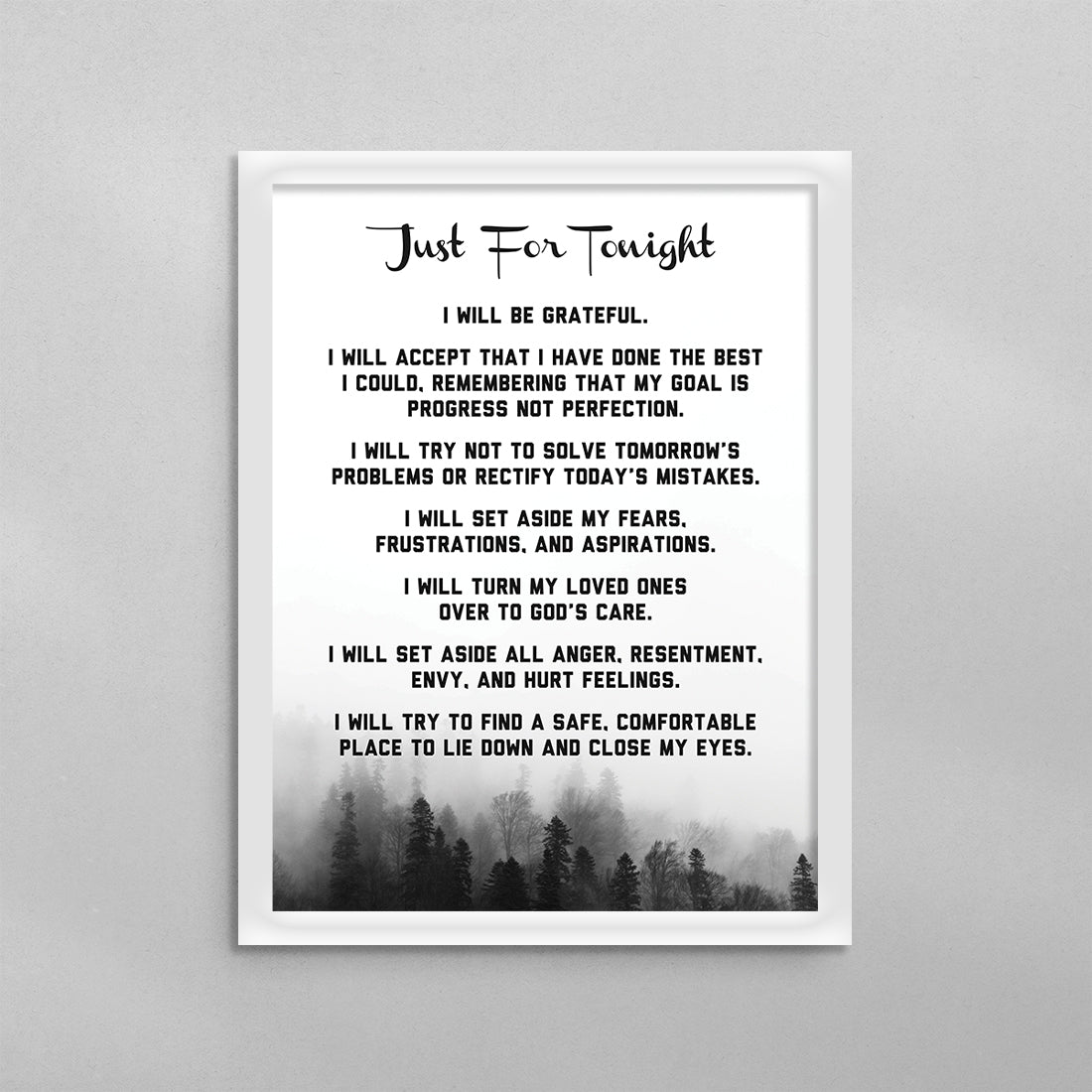 AA Just For Tonight Prayer Poster