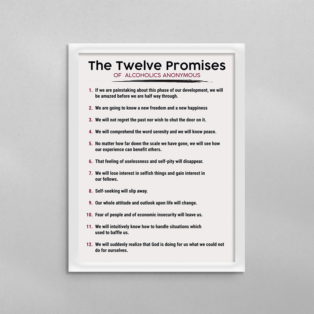 The 12 Promises of AA Poster