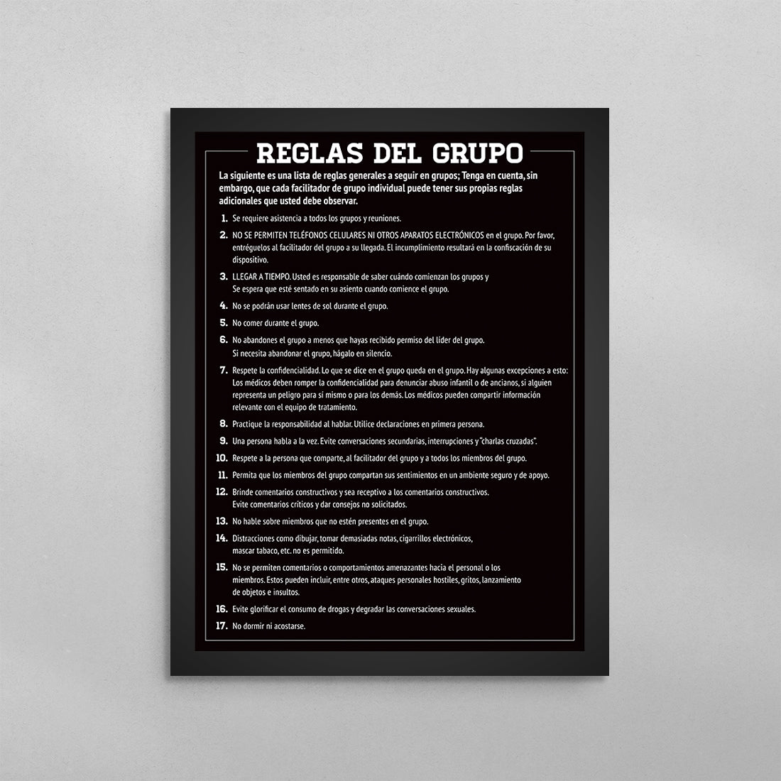 SPANISH Group Rules Poster