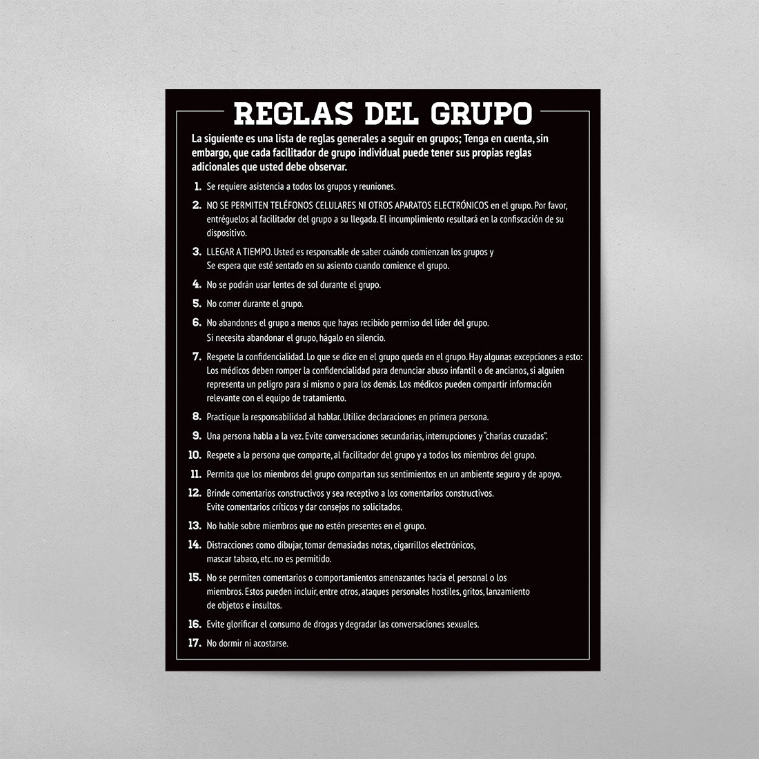 SPANISH Group Rules Poster