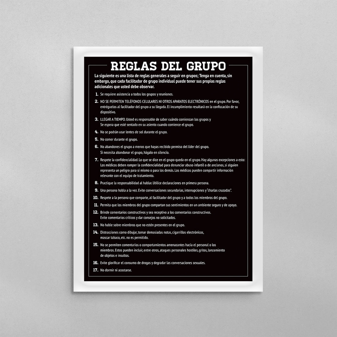 SPANISH Group Rules Poster