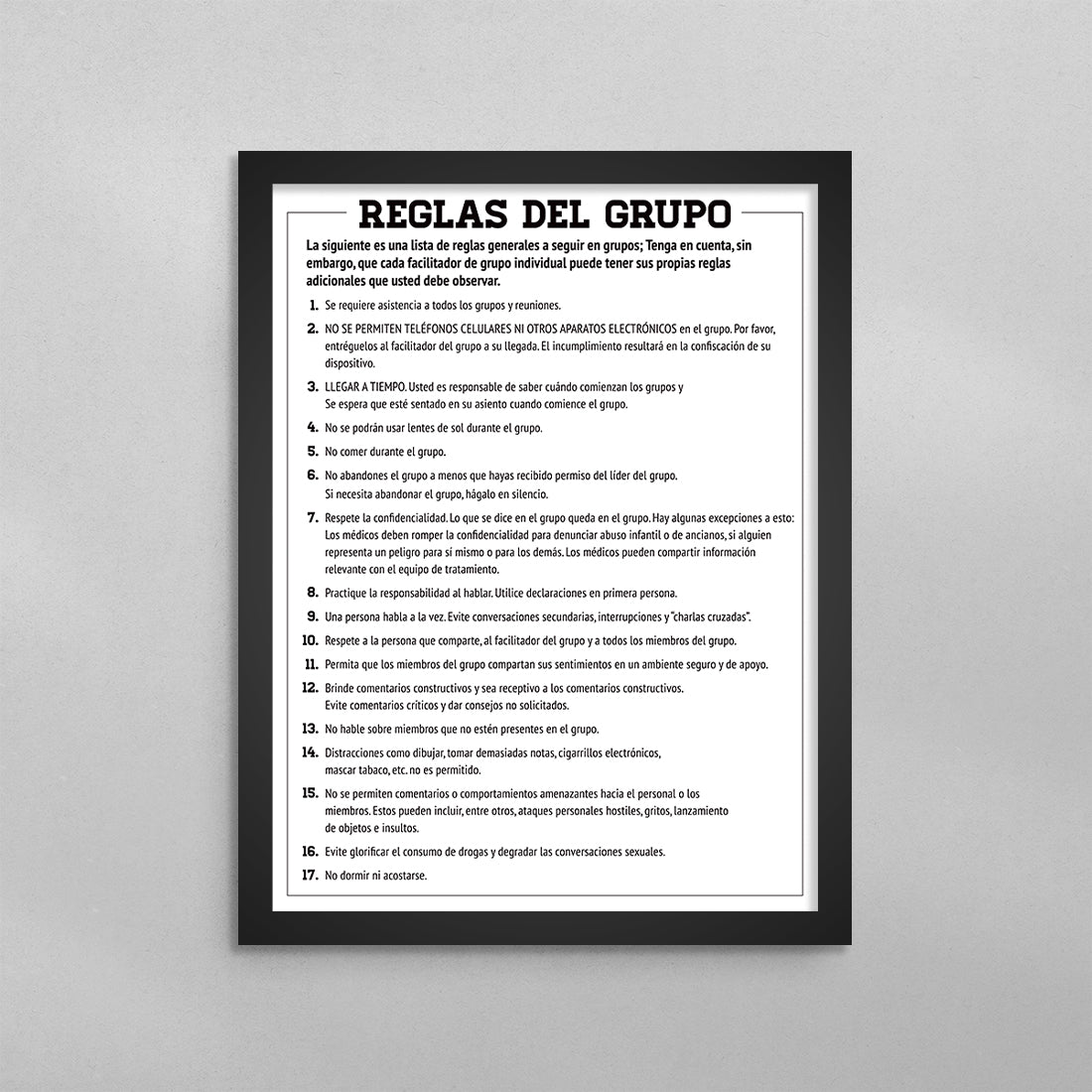 SPANISH Group Rules Poster
