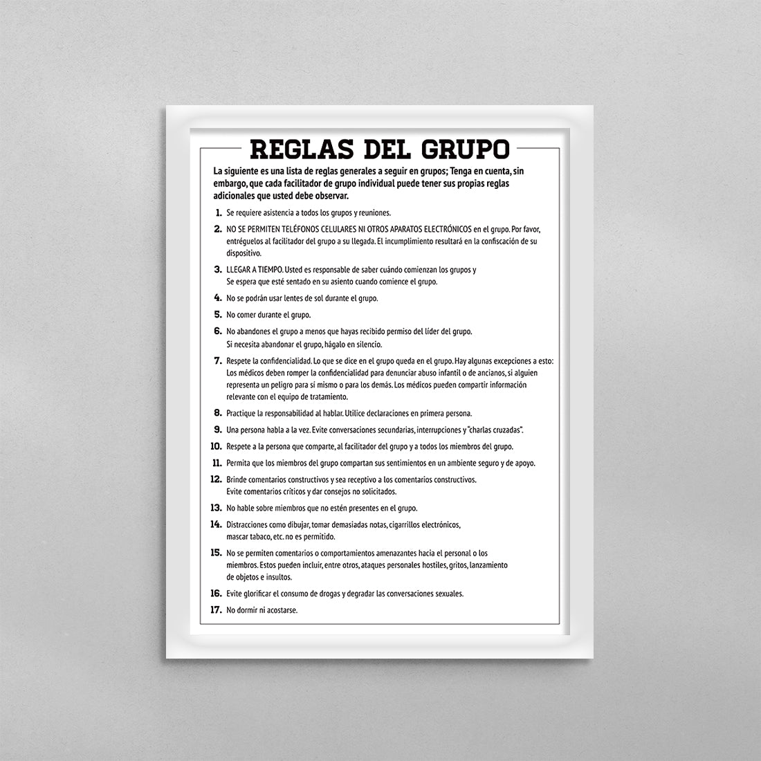 SPANISH Group Rules Poster