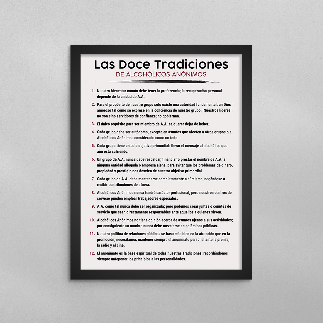 SPANISH 12 Traditions of AA Poster