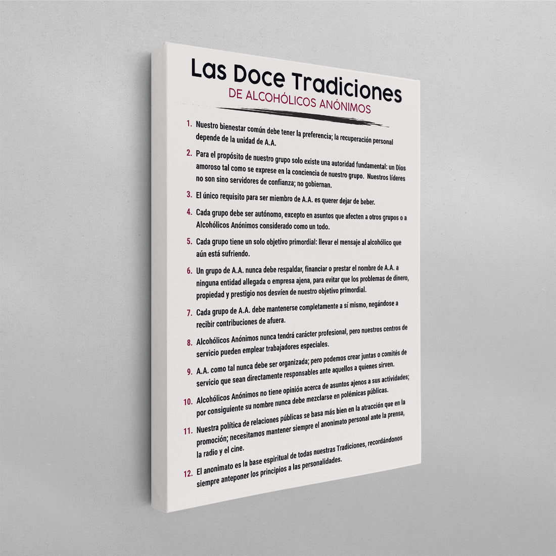 SPANISH 12 Traditions of AA Poster