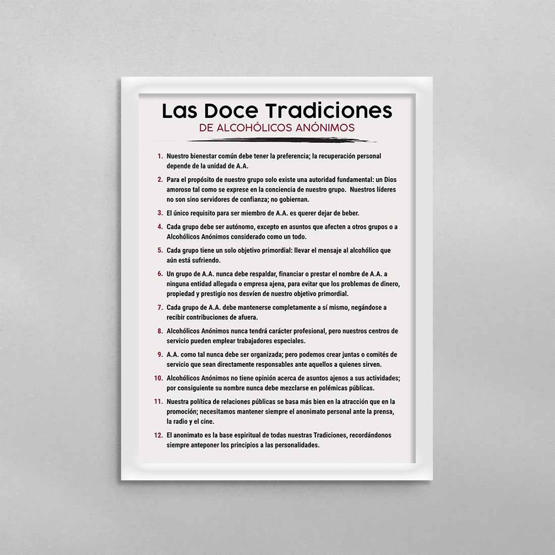 SPANISH 12 Traditions of AA Poster
