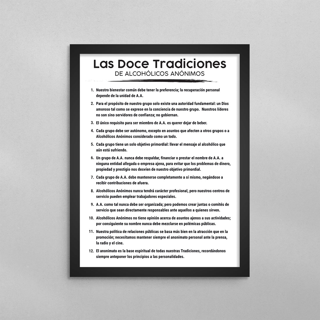 SPANISH 12 Traditions of AA Poster