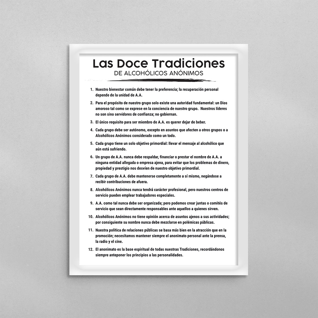 SPANISH 12 Traditions of AA Poster