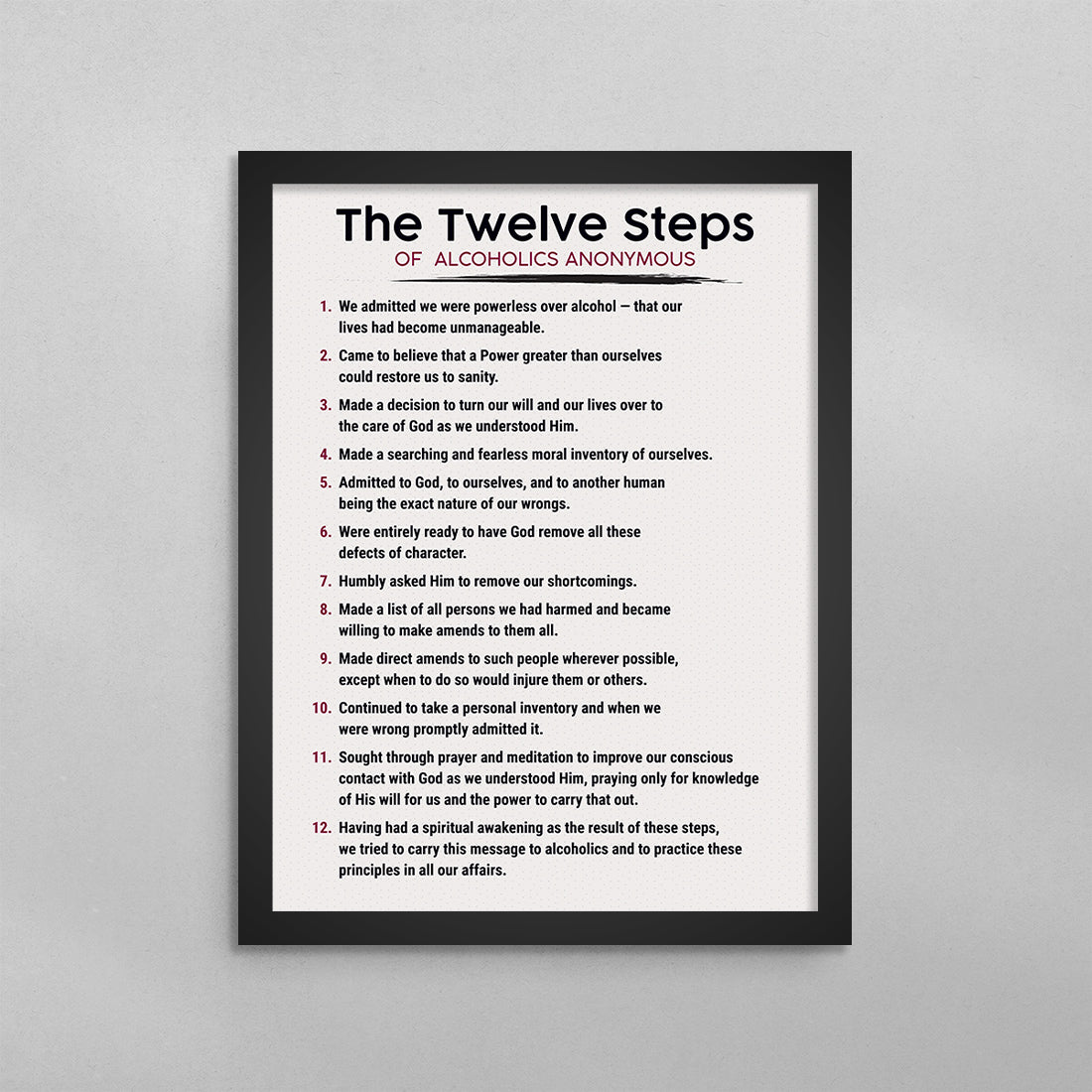 The 12 Steps of AA Poster