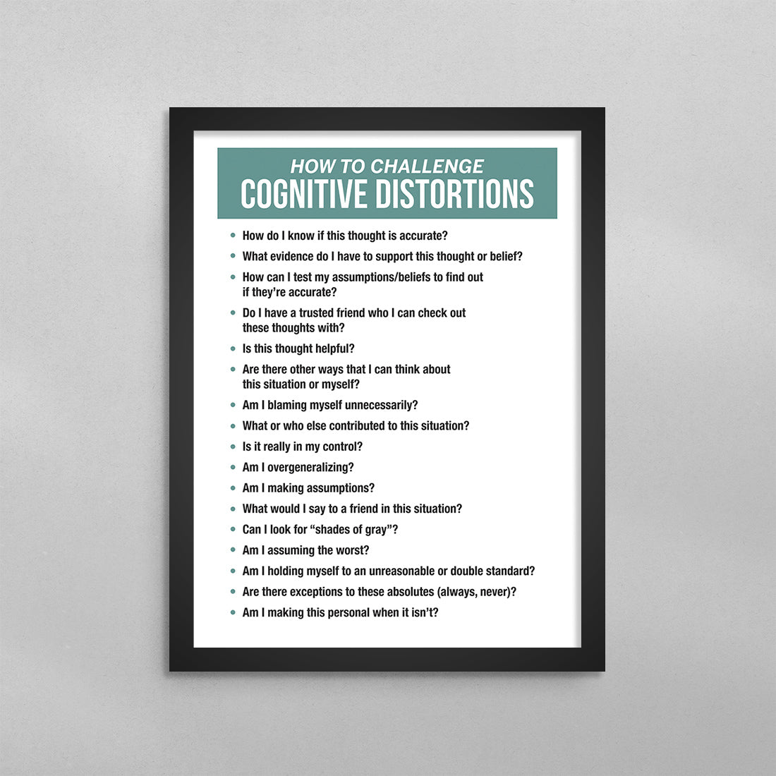 How To Challenge Cognitive Distortions CBT Poster