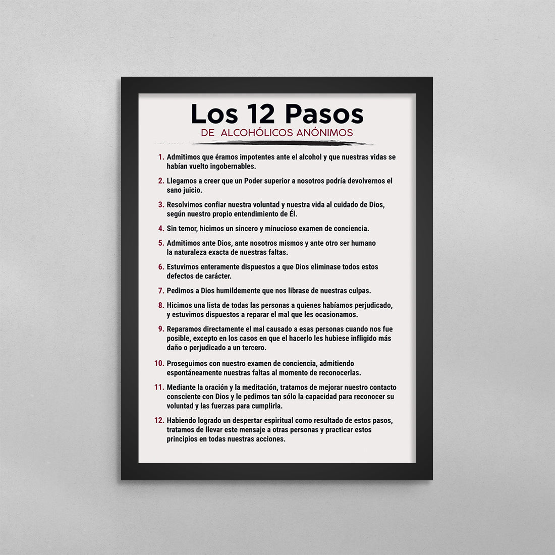 SPANISH 12 Steps of Alcoholicos Anonymous Poster