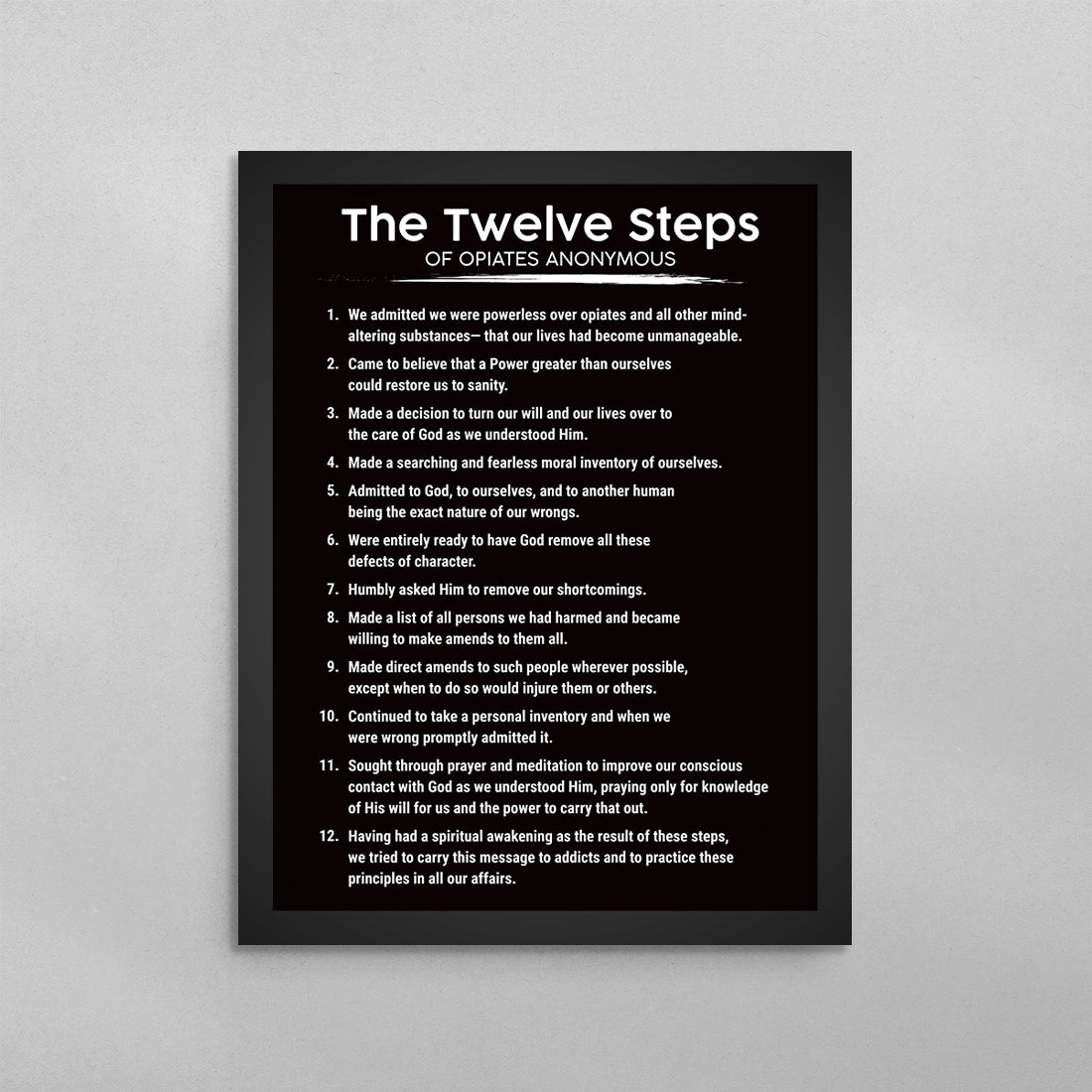 The 12 Steps of Opiates Anonymous Poster