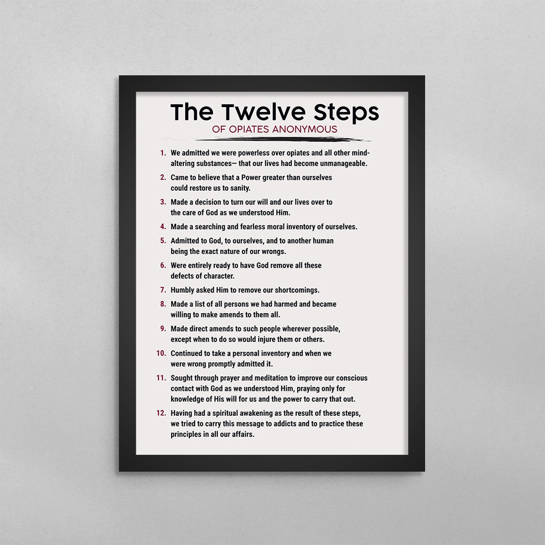 The 12 Steps of Opiates Anonymous Poster