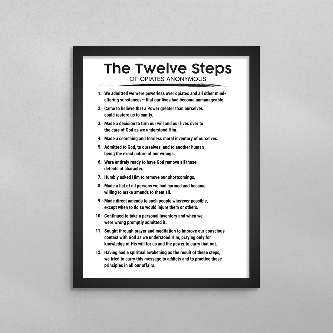 The 12 Steps of Opiates Anonymous Poster
