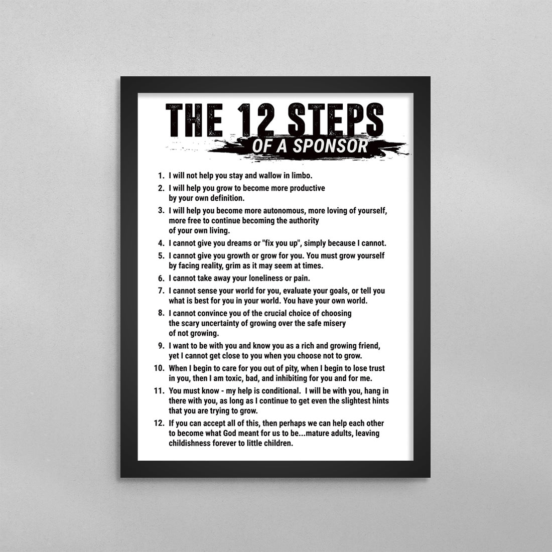 The 12 Steps of a Sponsor Poster