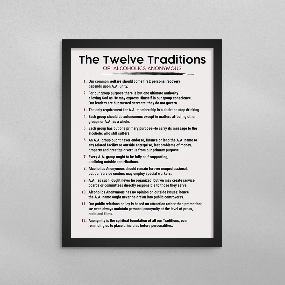 The 12 Traditions of AA Poster