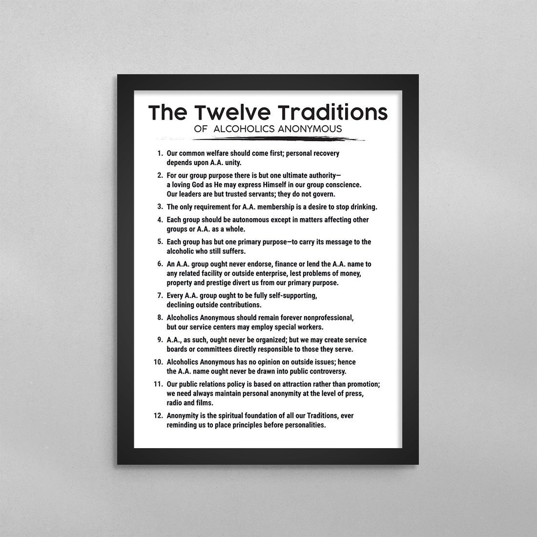 The 12 Traditions of AA Poster