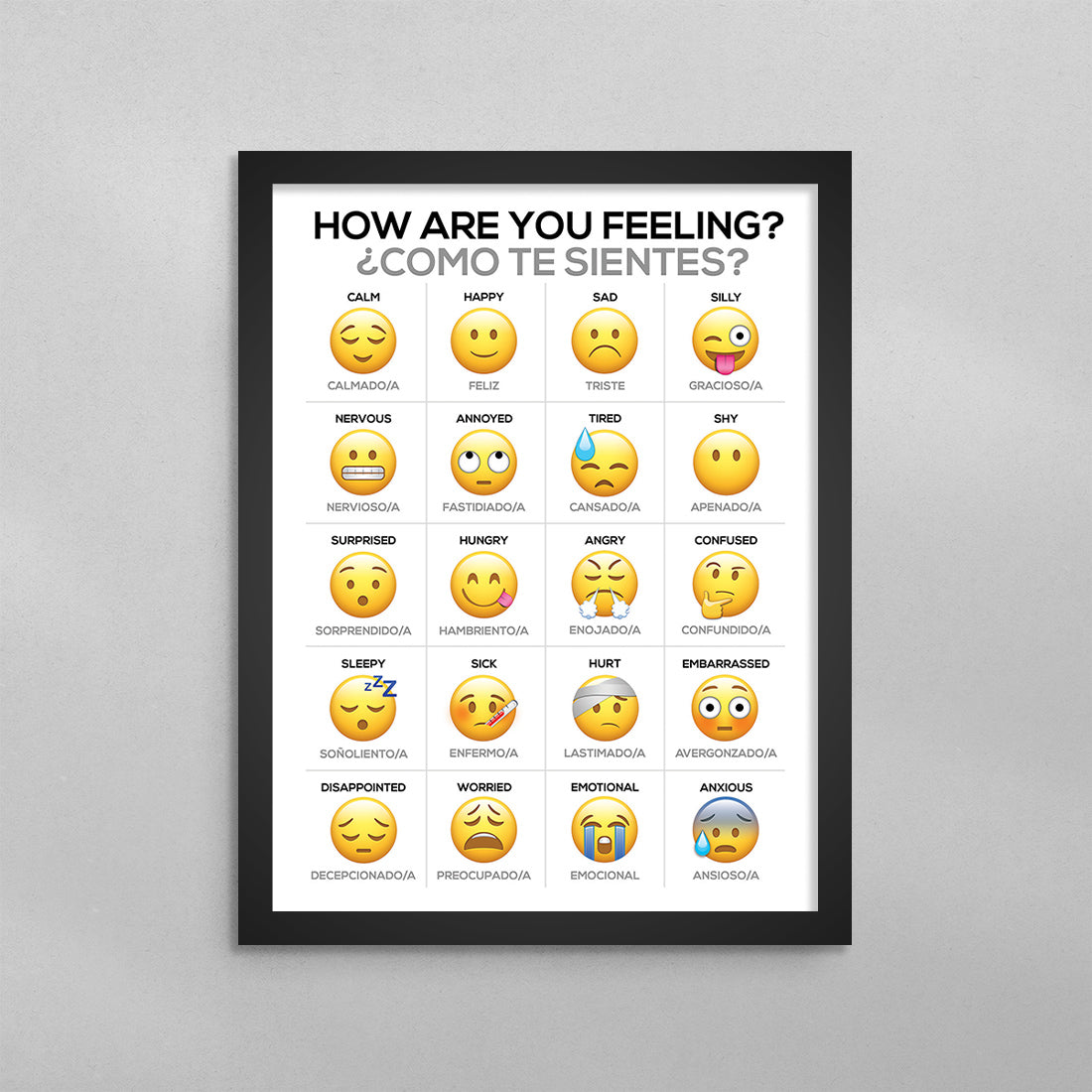 How Are You Feeling Emoji Feelings Poster (English/Spanish)