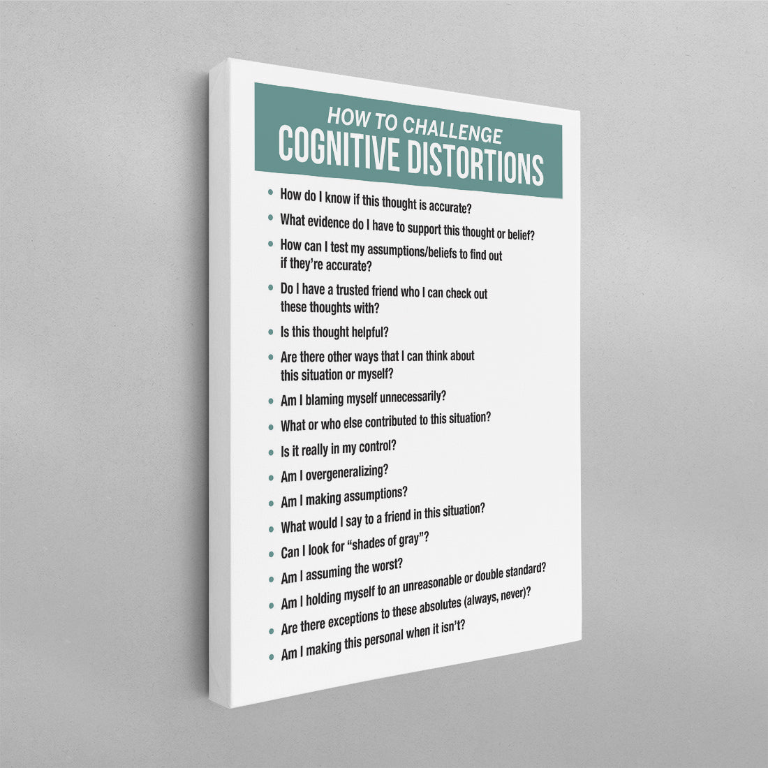 How To Challenge Cognitive Distortions CBT Poster