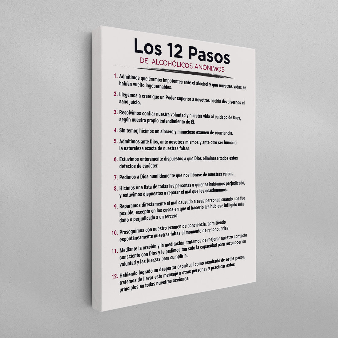 SPANISH 12 Steps of Alcoholicos Anonymous Poster