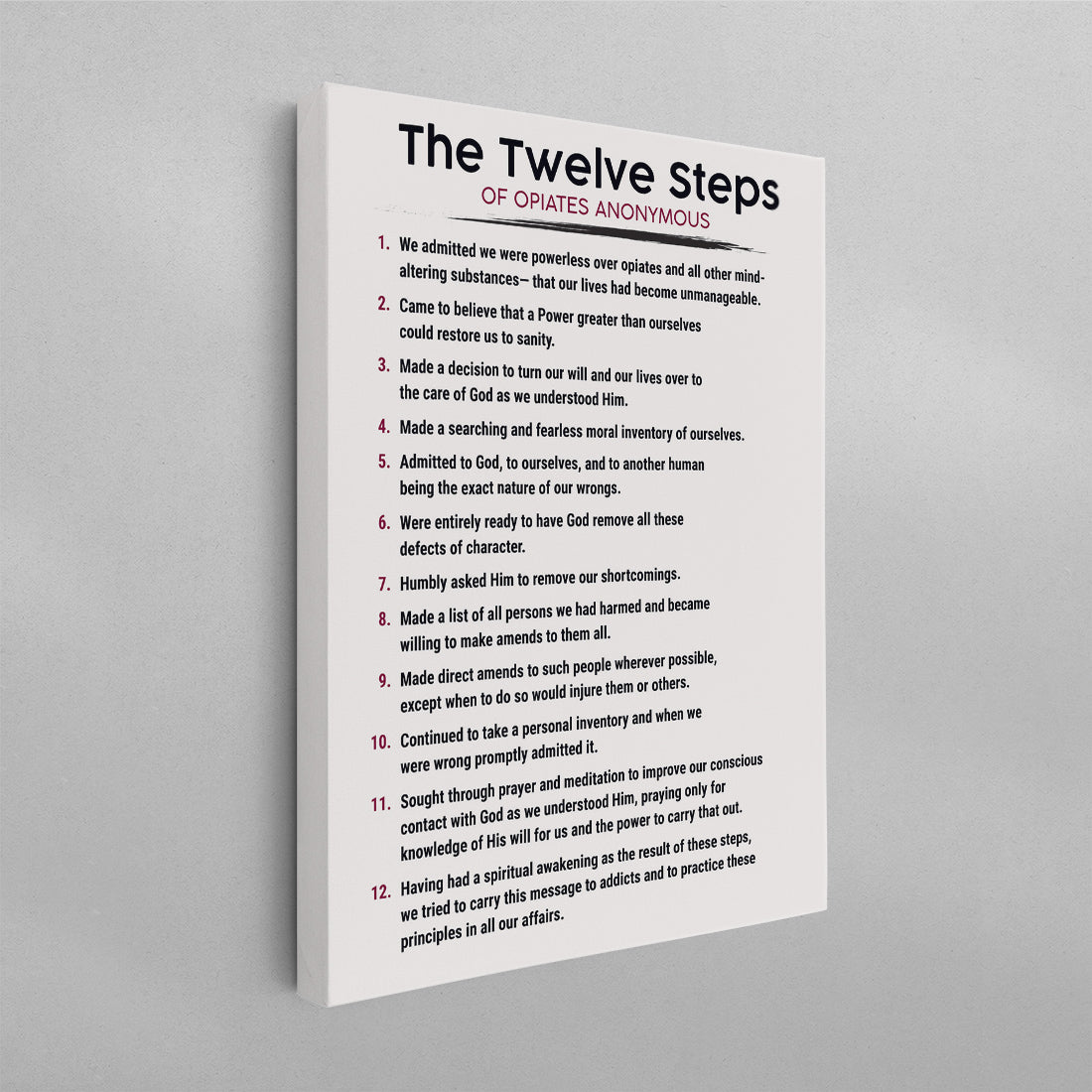 The 12 Steps of Opiates Anonymous Poster