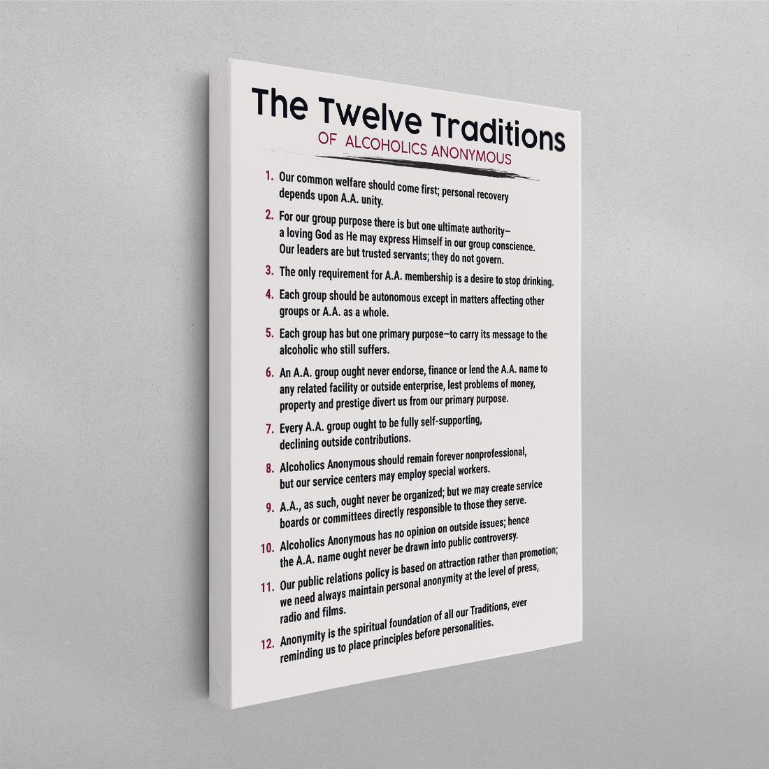 The 12 Traditions of AA Poster