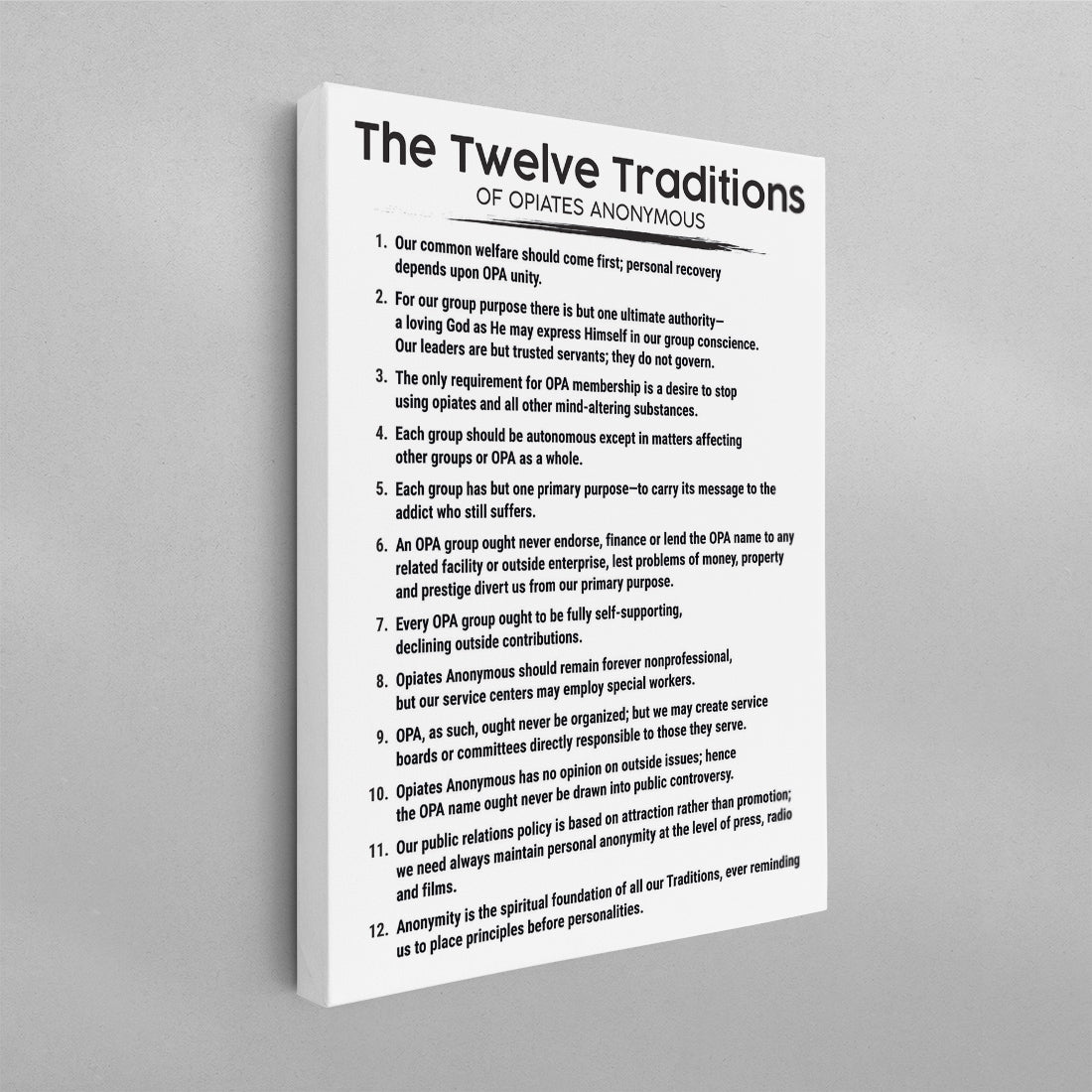 The 12 Traditions of Opiates Anonymous Poster