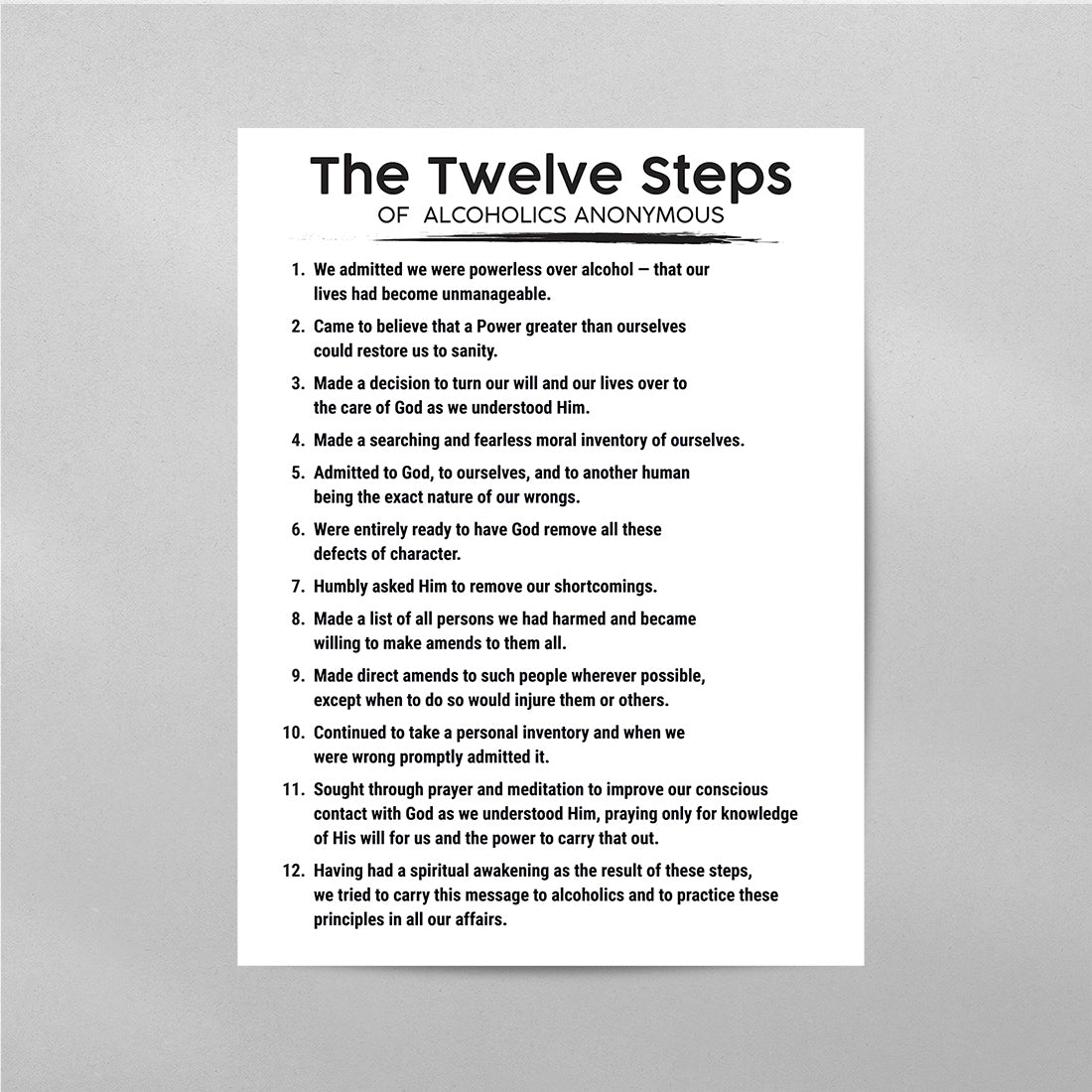 The 12 Steps of AA Poster