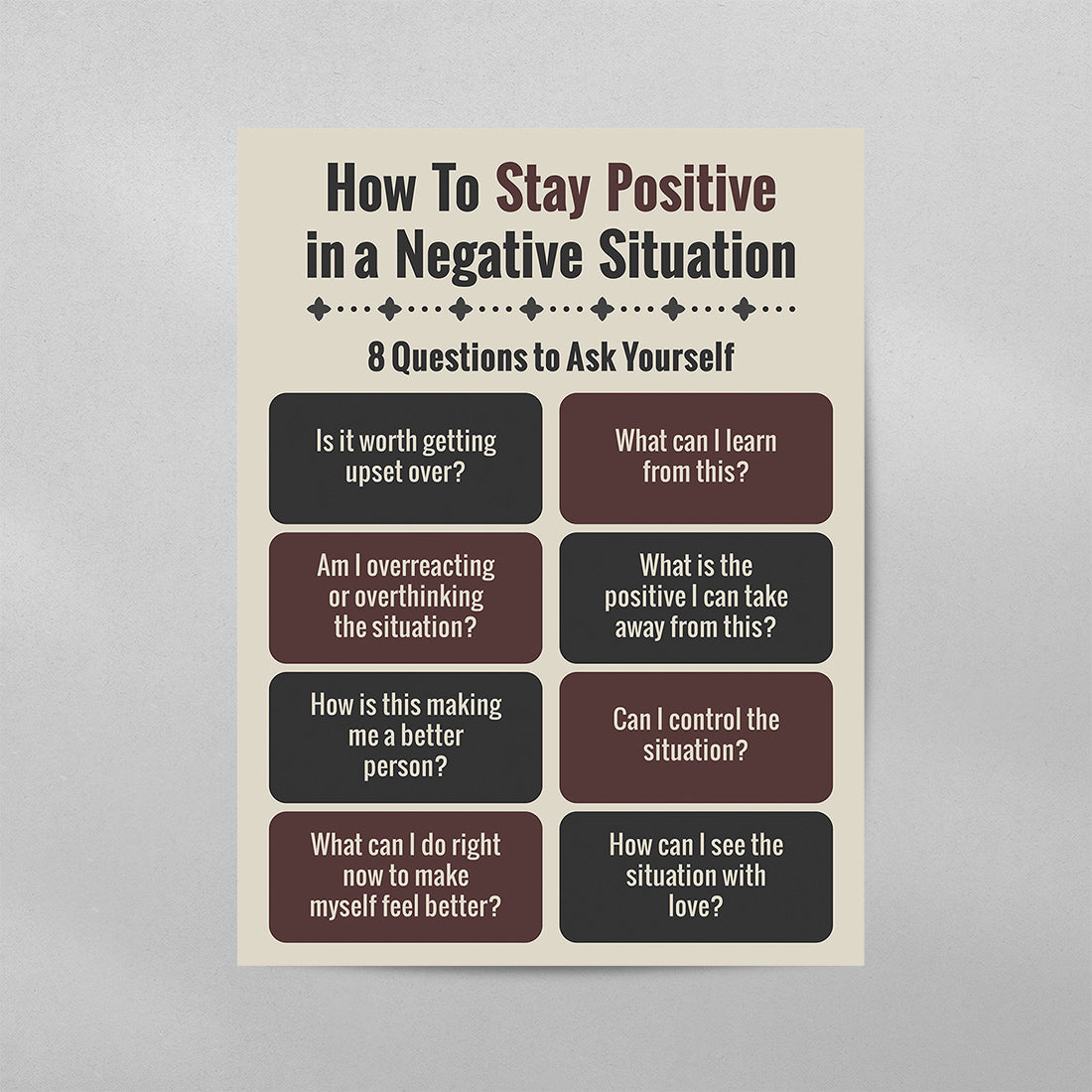 How To Stay Positive In a Negative Situation Poster