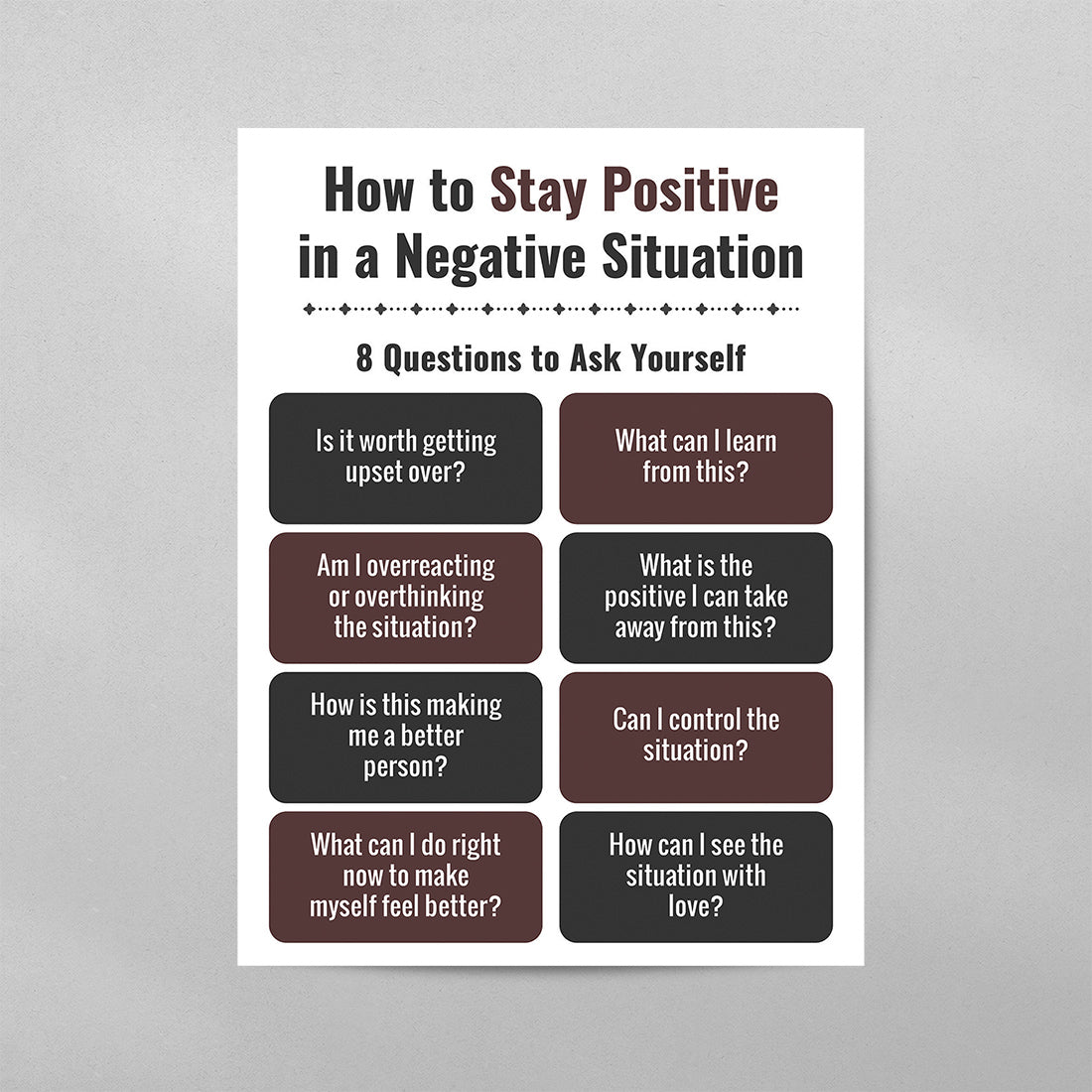 How To Stay Positive In a Negative Situation Poster