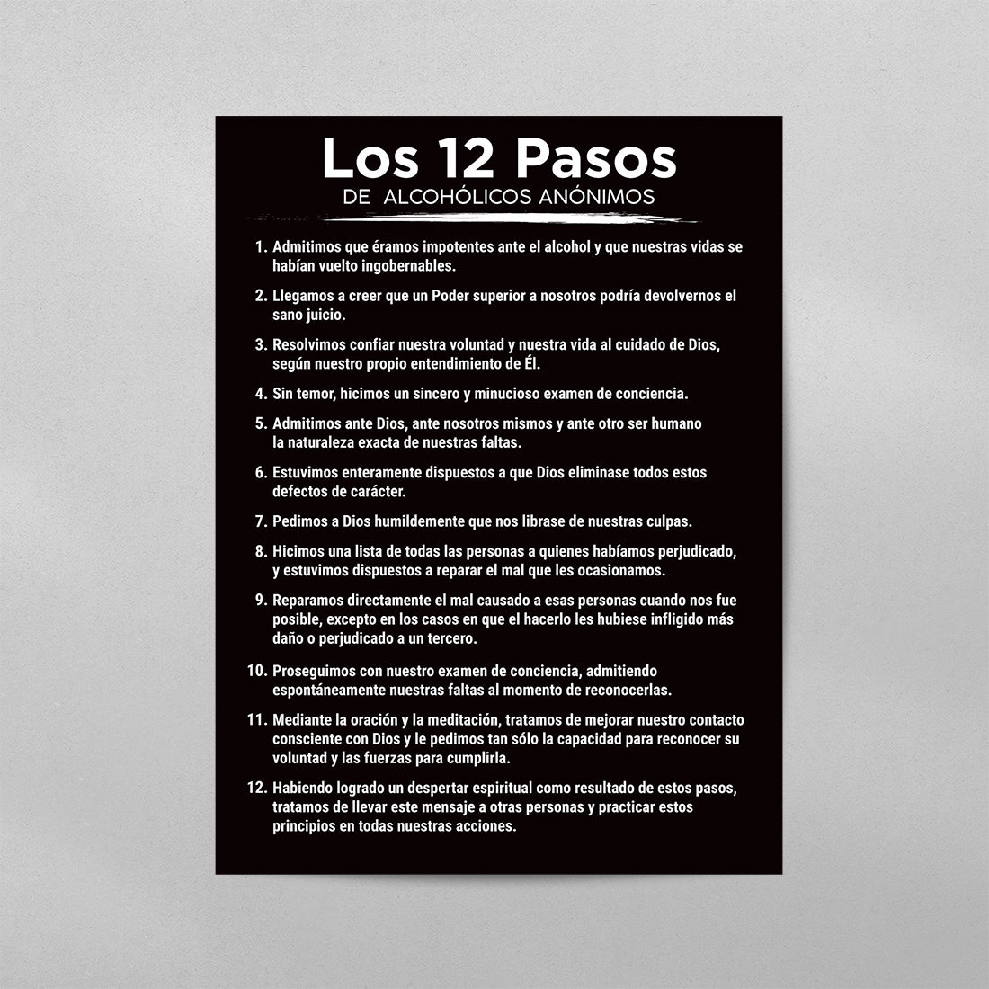 SPANISH 12 Steps of Alcoholicos Anonymous Poster