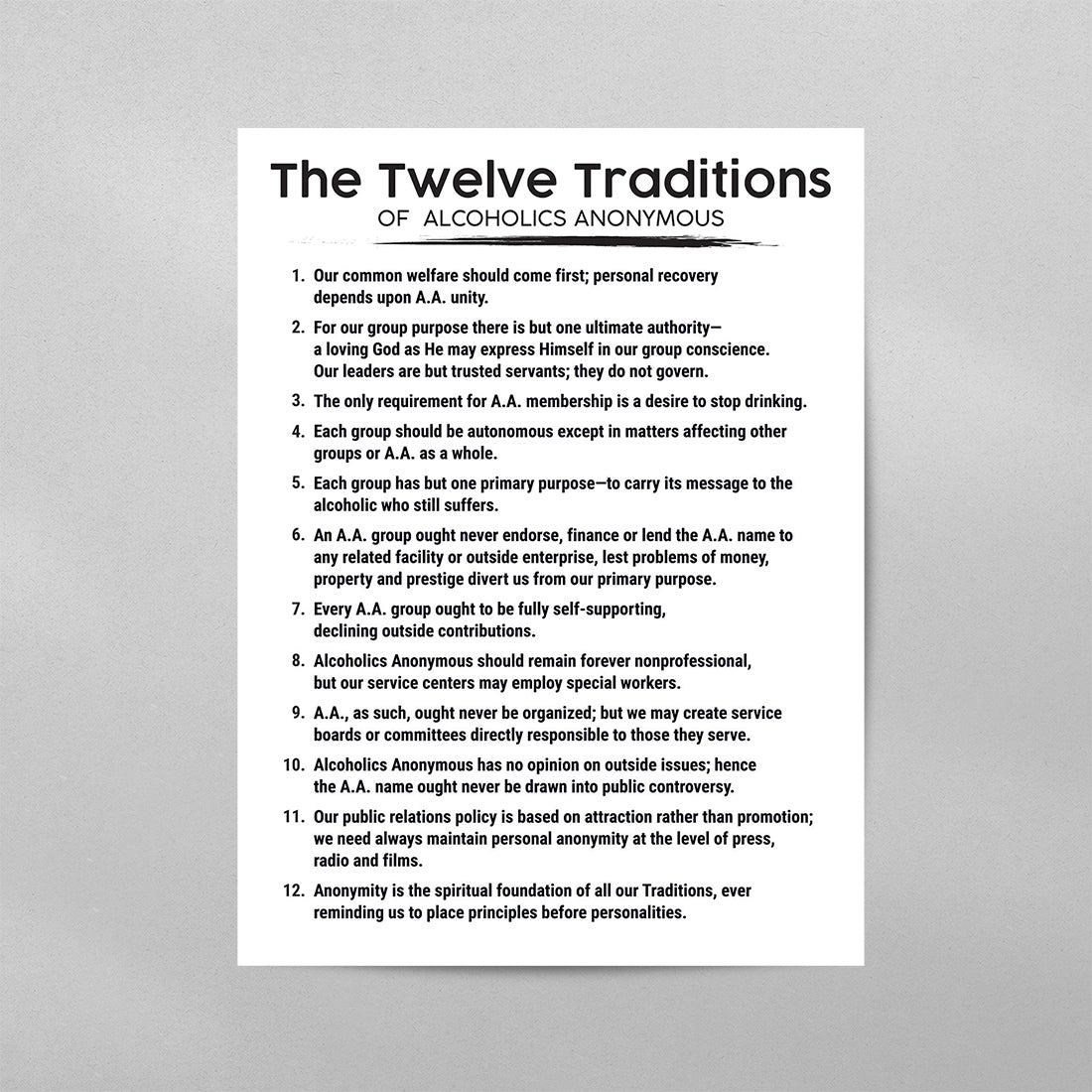 The 12 Traditions of AA Poster