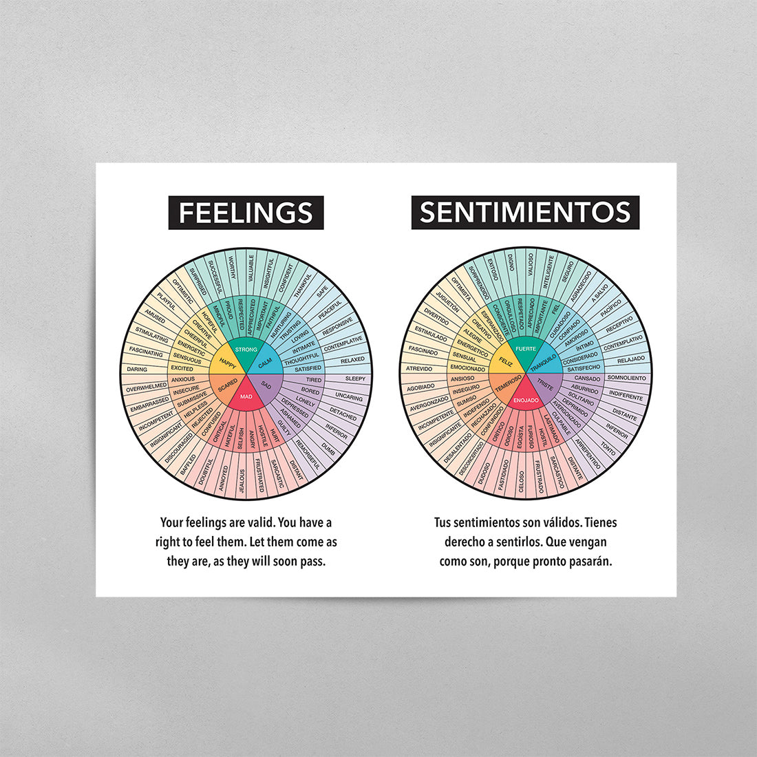 Feelings Wheel English & Spanish Poster