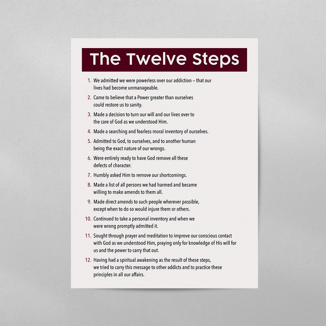 The 12 Steps General Poster
