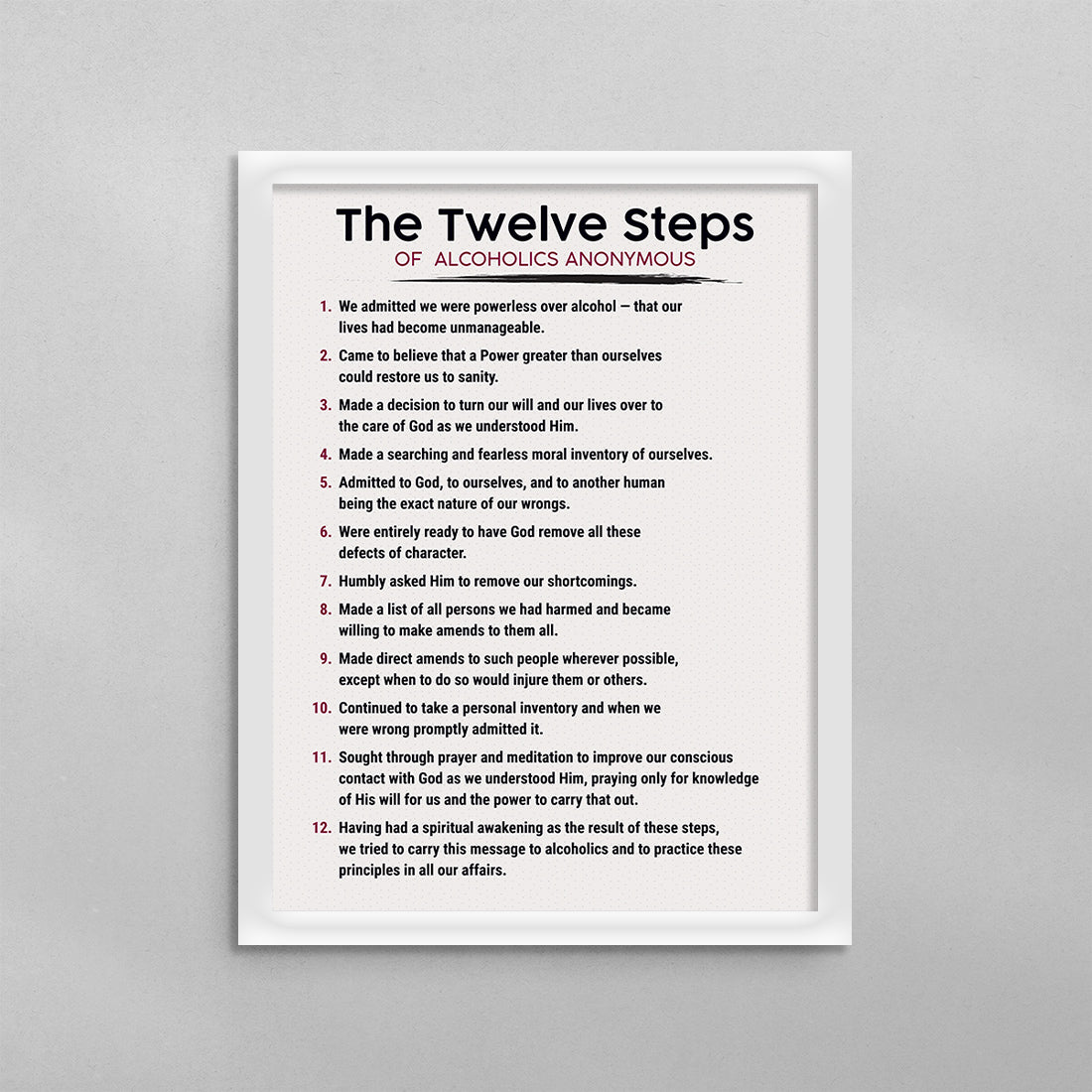 The 12 Steps of AA Poster