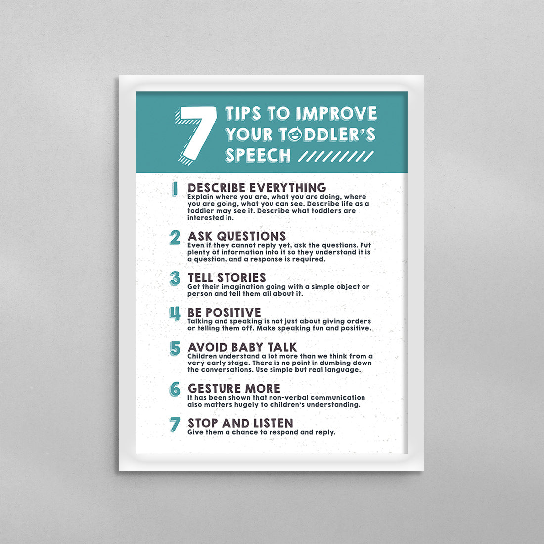 7 Tips to Improve Your Toddler's Speech Poster