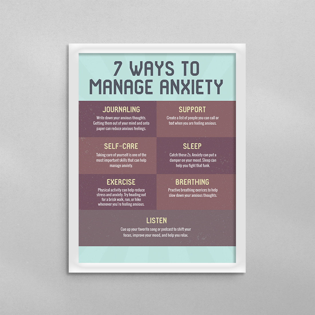 7 Ways to Manage Anxiety Poster