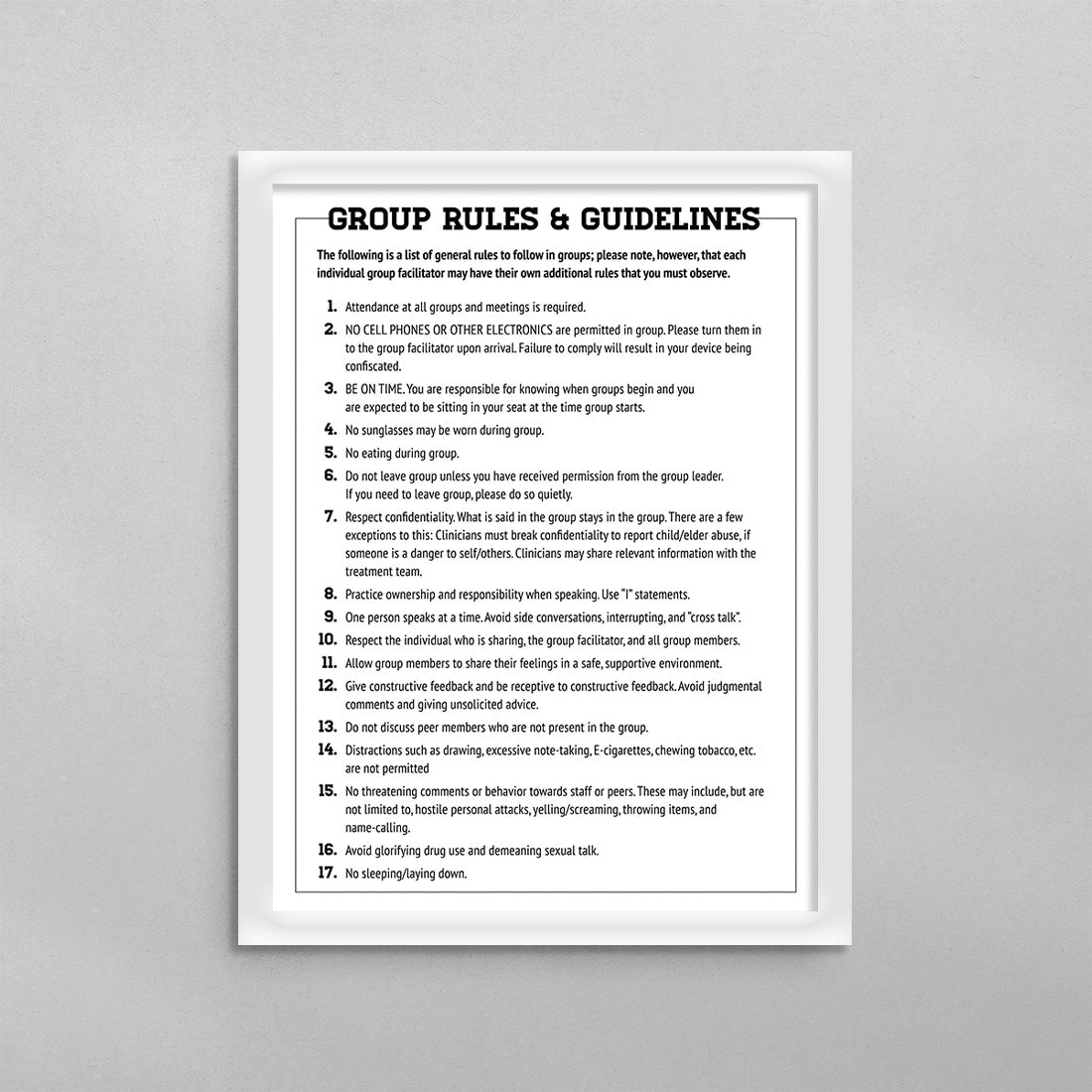 Group Rules and Guidelines Poster
