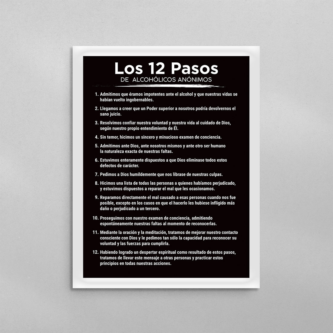 SPANISH 12 Steps of Alcoholicos Anonymous Poster