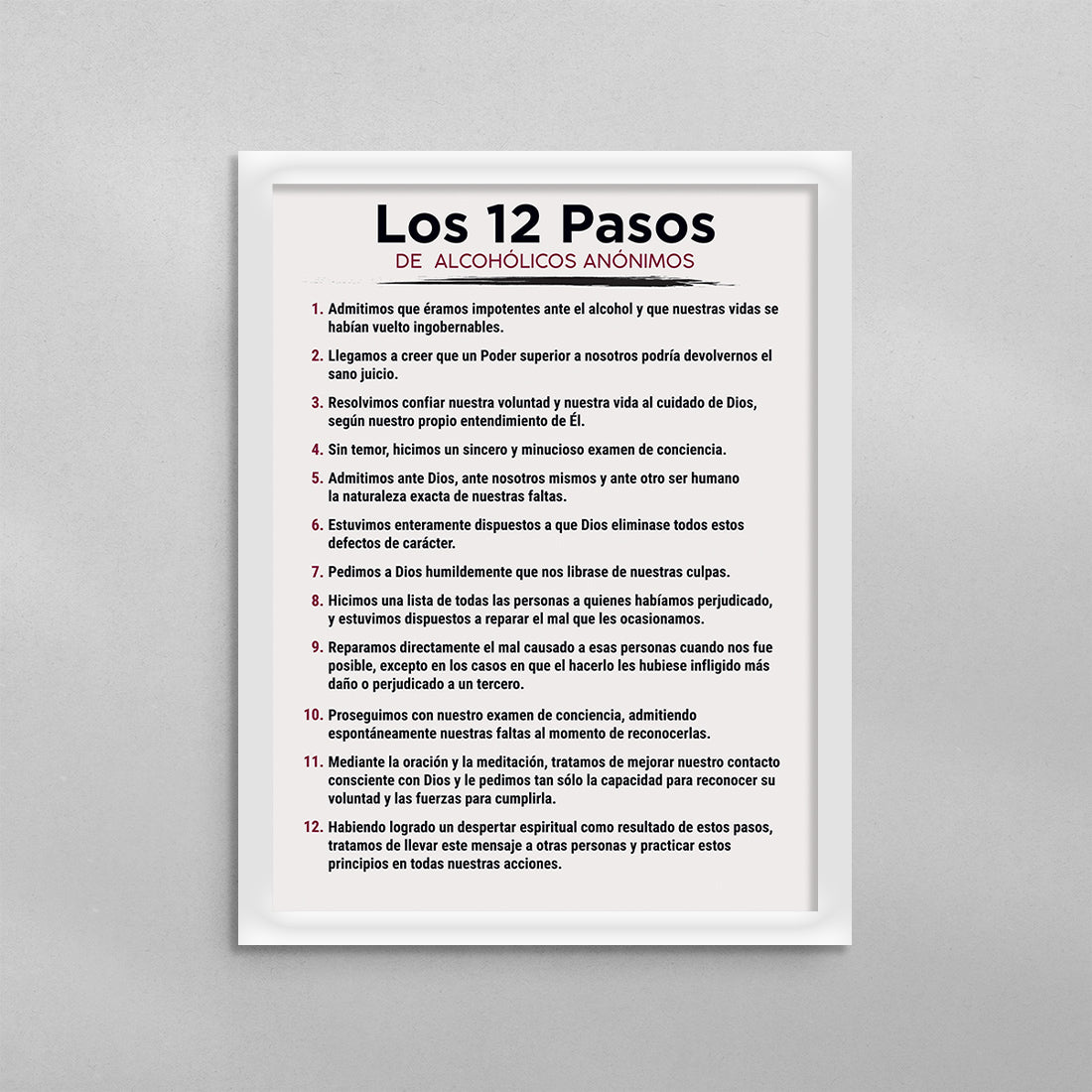 SPANISH 12 Steps of Alcoholicos Anonymous Poster