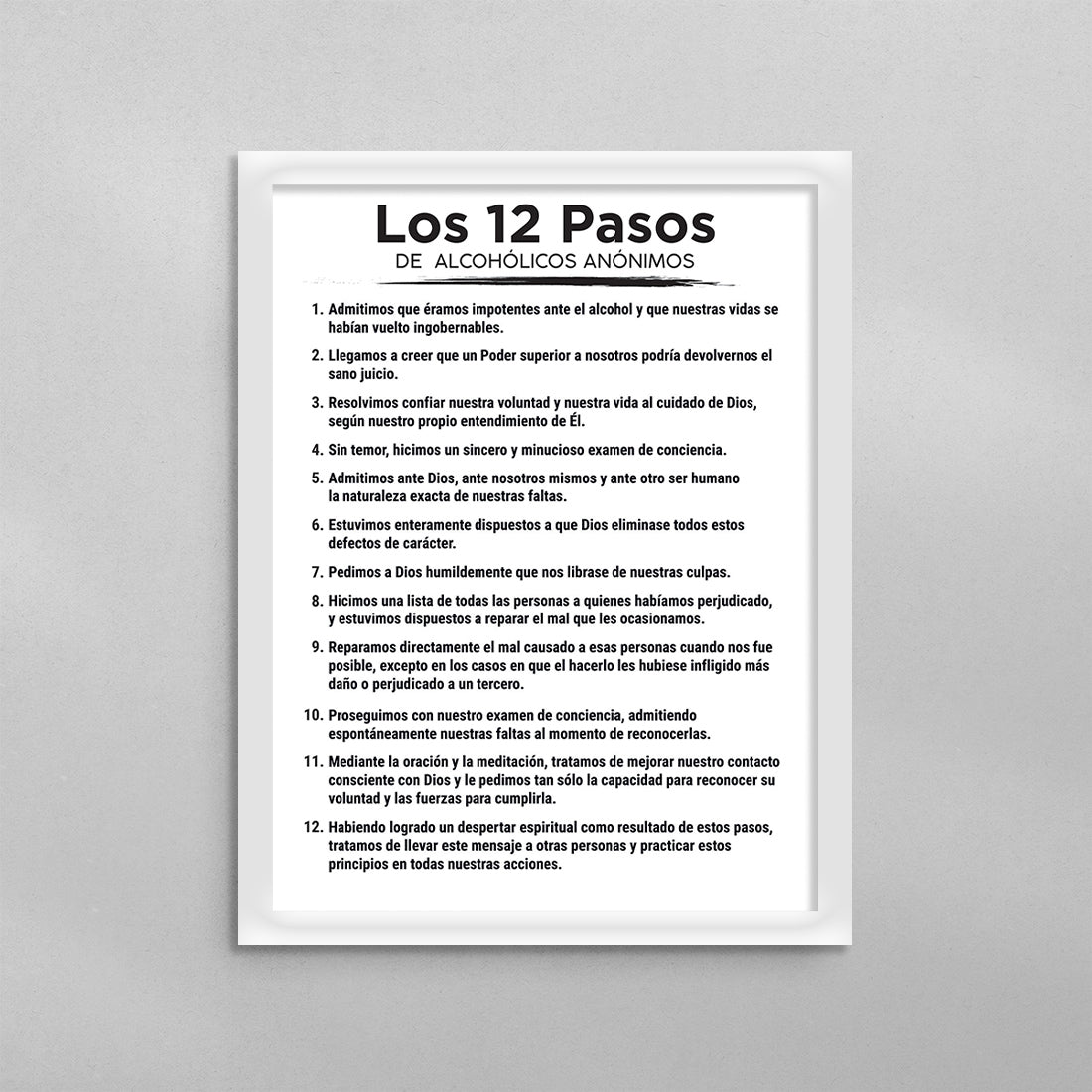 SPANISH 12 Steps of Alcoholicos Anonymous Poster