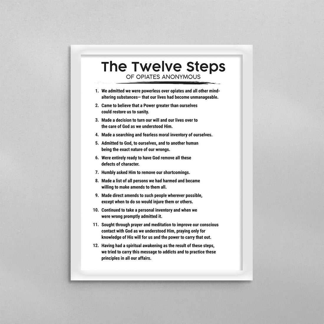 The 12 Steps of Opiates Anonymous Poster
