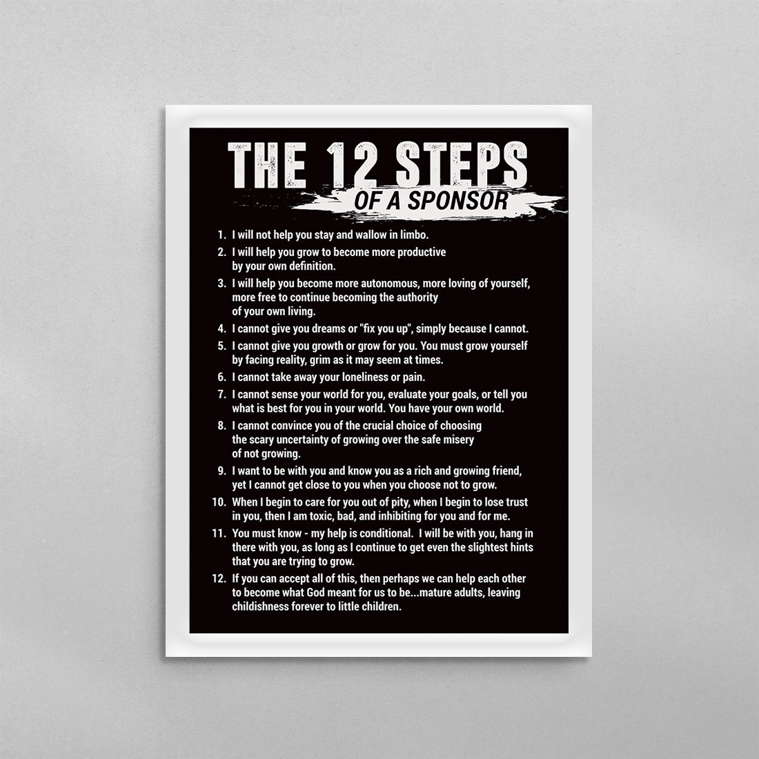 The 12 Steps of a Sponsor Poster