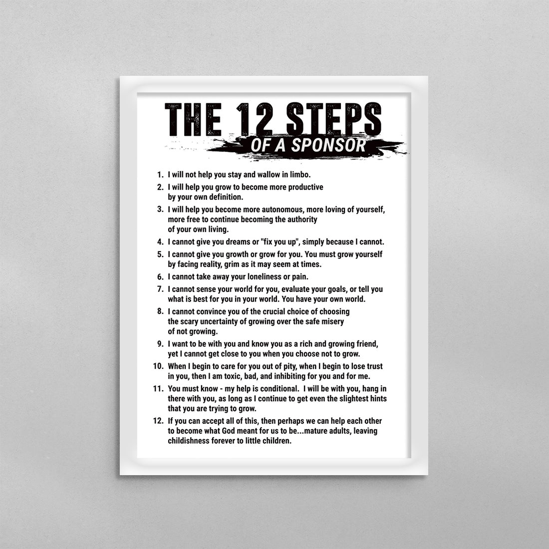 The 12 Steps of a Sponsor Poster