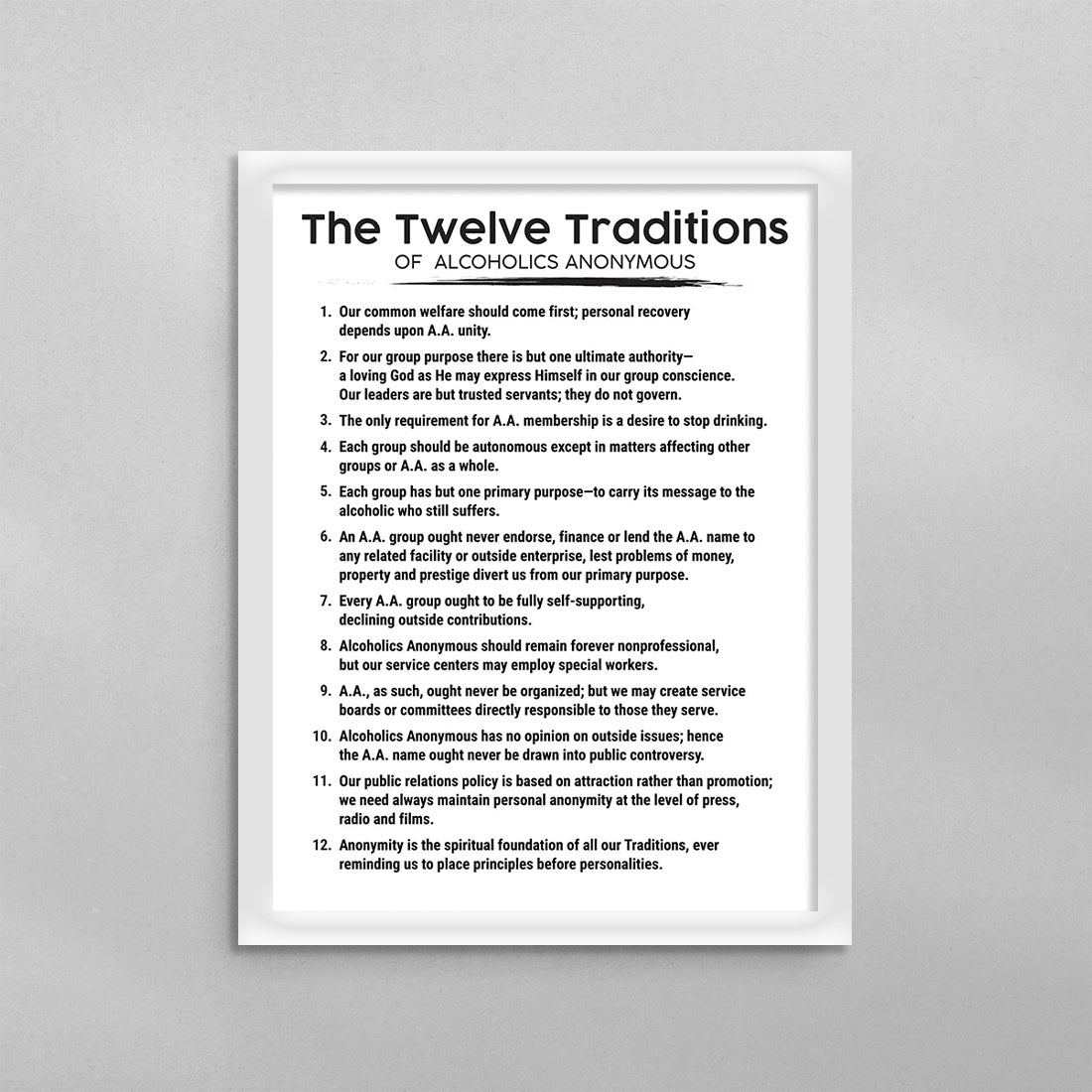 The 12 Traditions of AA Poster