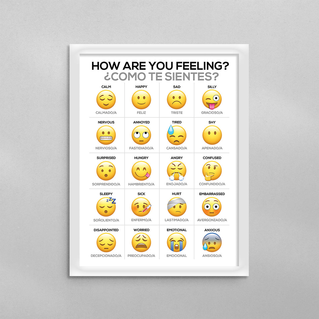 How Are You Feeling Emoji Feelings Poster (English/Spanish)