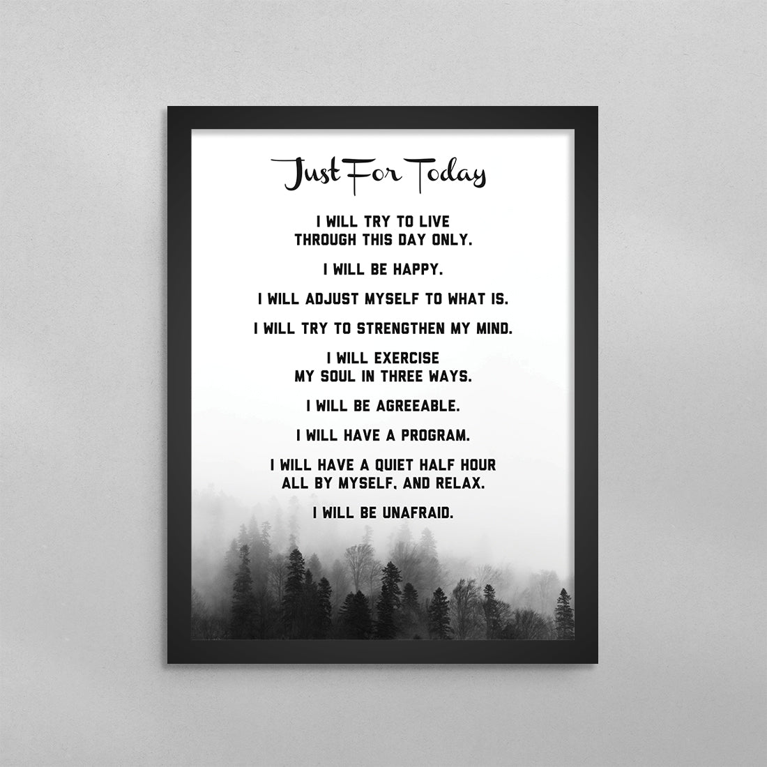 AA Just For Today Prayer Poster